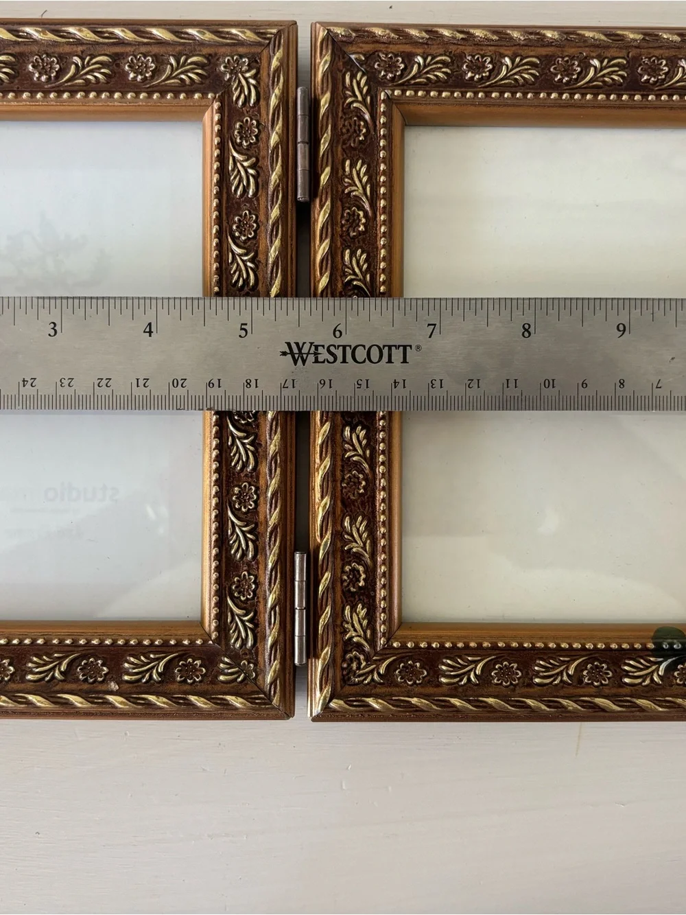 Ornate Double Hinged Photo Frame - Gold and Brown